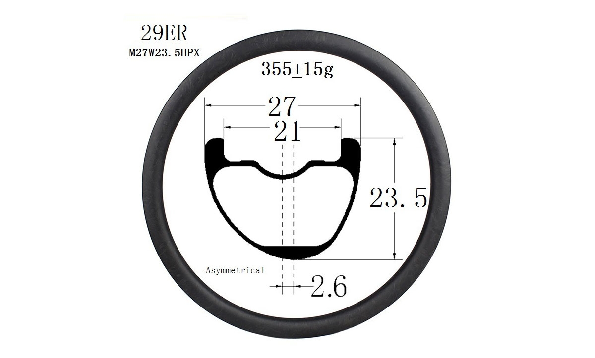 29er Asymmetrical carbon fiber mountain bike MTB rims CHINA factory direct M27W27.5HPX