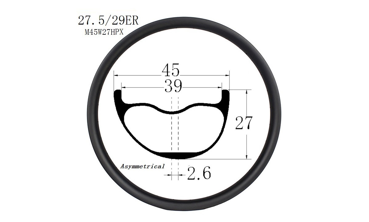 29er plus version asymmetrical down hill DH carbon rim mountain bike carbon rims M45W27HPX