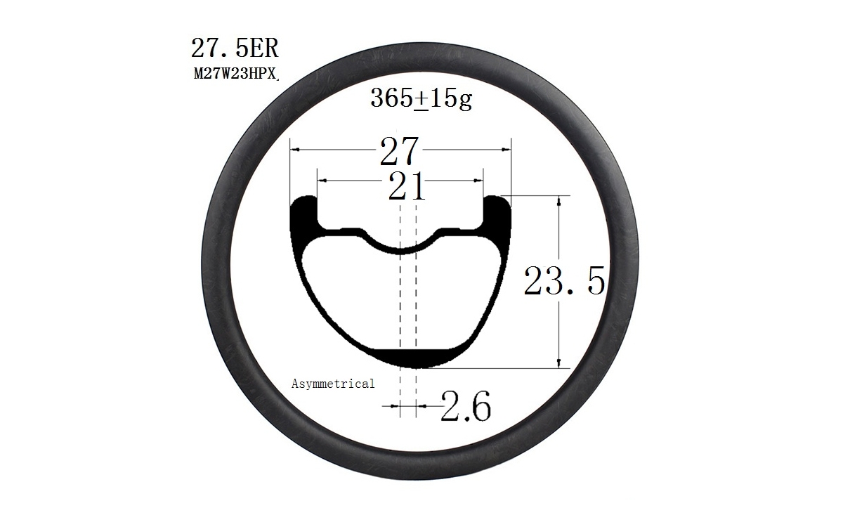 ​29er Asymmetrical carbon fiber mountain bike rims 23.5mm deep CHINA factory direct